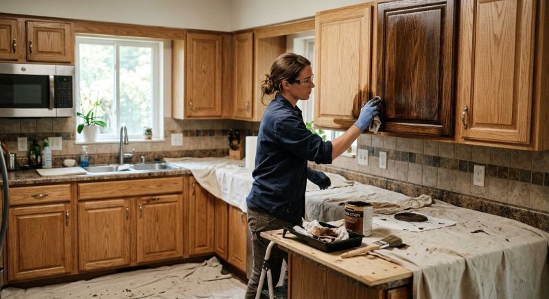 Built In Cabinetry Staining in Bloomington, IN