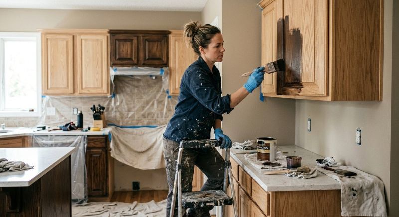 Kitchen Cabinet Staining in Bloomington, IN
